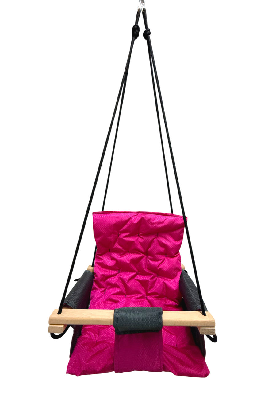 Качели подвесные детские Take&Ride Кенгуру с мягкой подушкой на карабинах от 6 месяцев до 3 лет Розовый