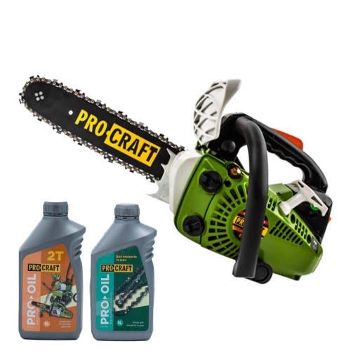 Бензопила однорукая ProCraft K300S и моторное/цепное масло Бензопила однорукая ProCraft K300S и моторное/цепное масло