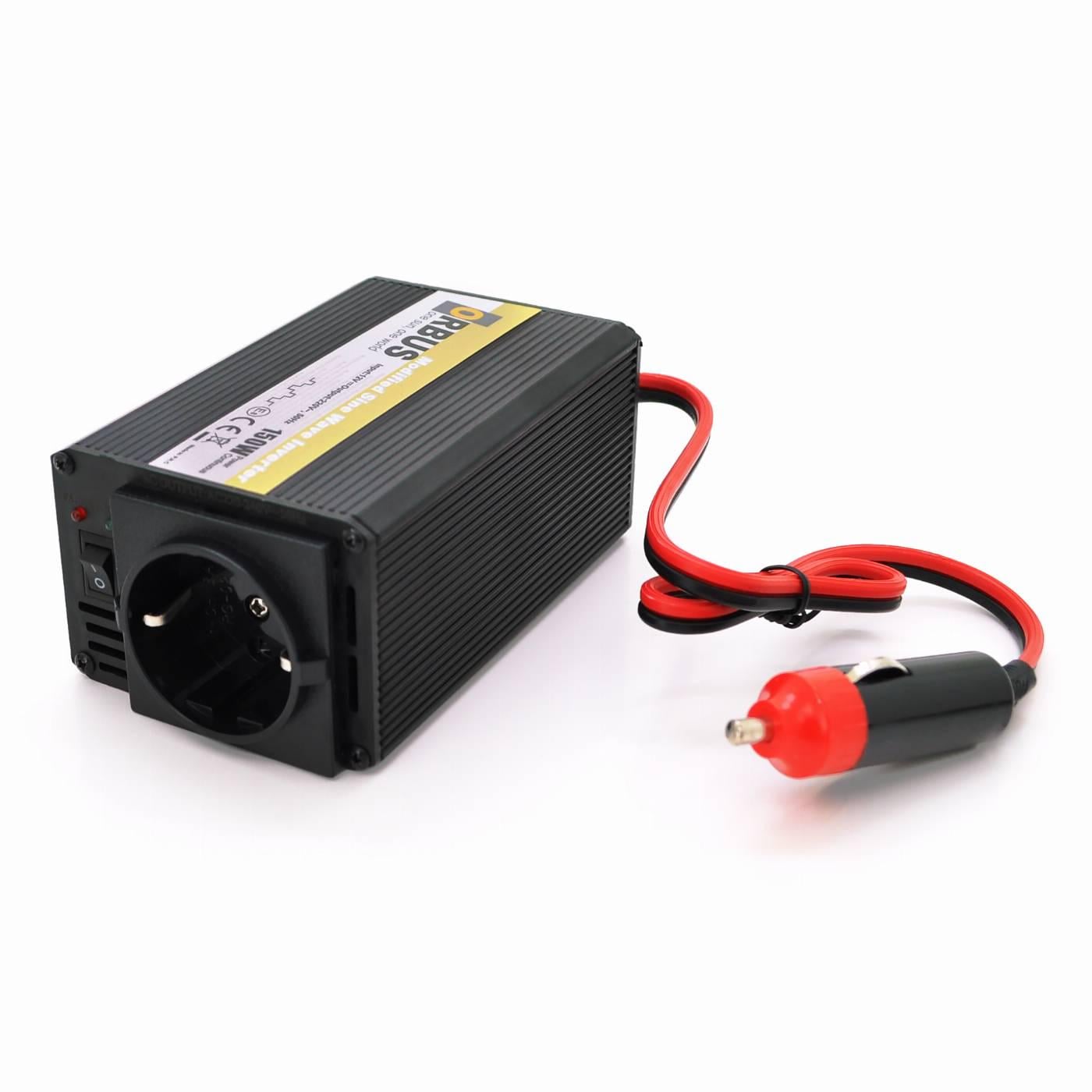 Інвертор напруги ORBUS ORMS150 150Вт 12/220V approximated 1 Shuko клеми + крокодили 1 запобіжник Q20 (27626)