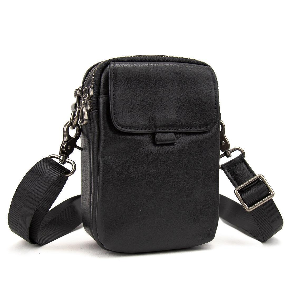 Мужская мини-сумка кожаная Tiding Bag 8899A Черный (2711213247)