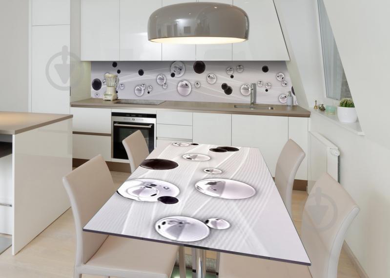 Наклейка 3Д виниловая на стол Zatarga «Чёрно-белые капли» 600х1200 мм для домов, квартир, столов, кофейн, кафе