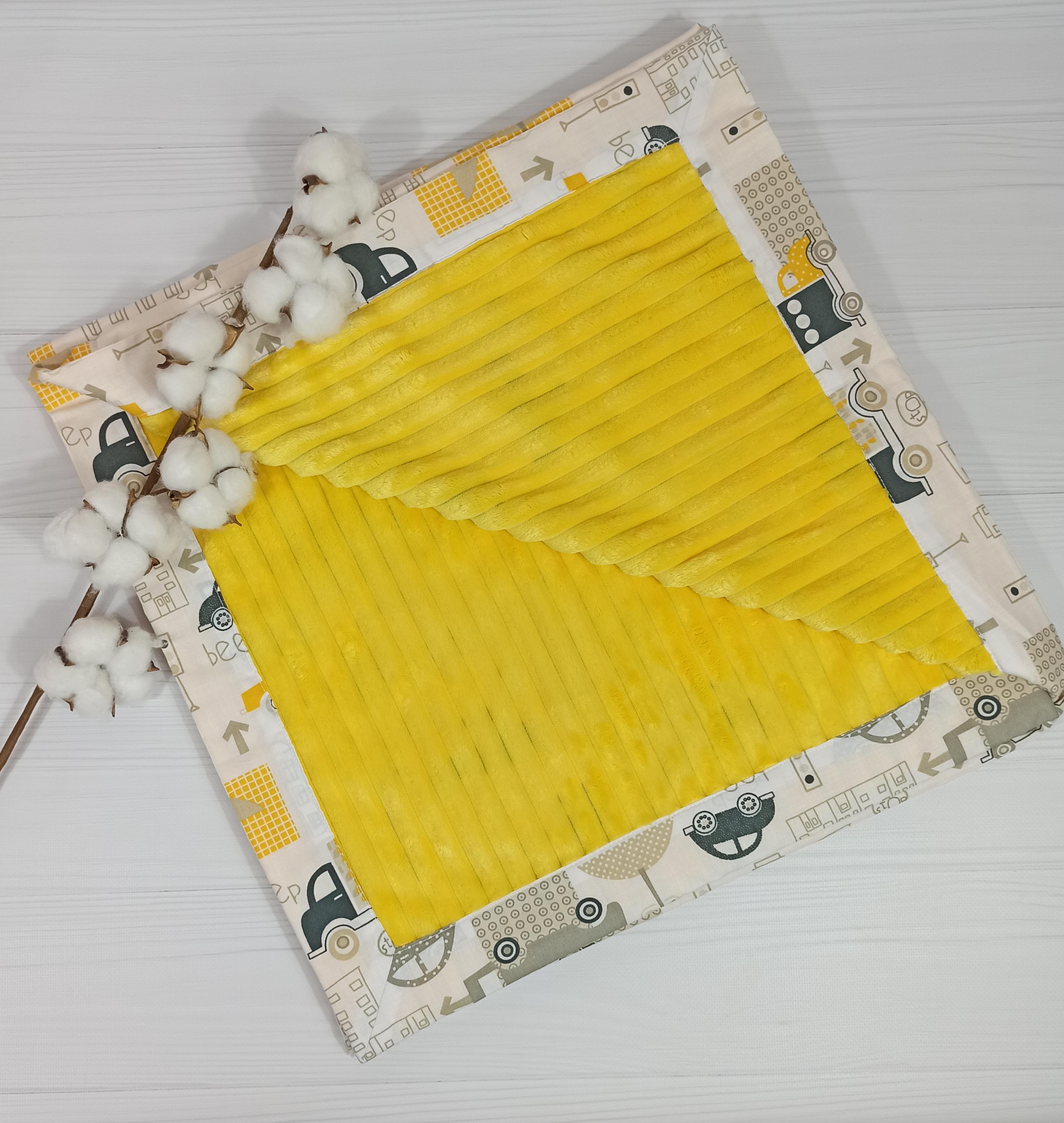 Плед ковдра a.l.babybox Машинки в місті 97х97 см Жовтий (18294034)