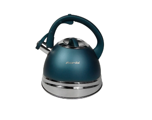 Чайник Kamille Vizo нержавіюча сталь зі свистком 3 л Блакитний (0861)