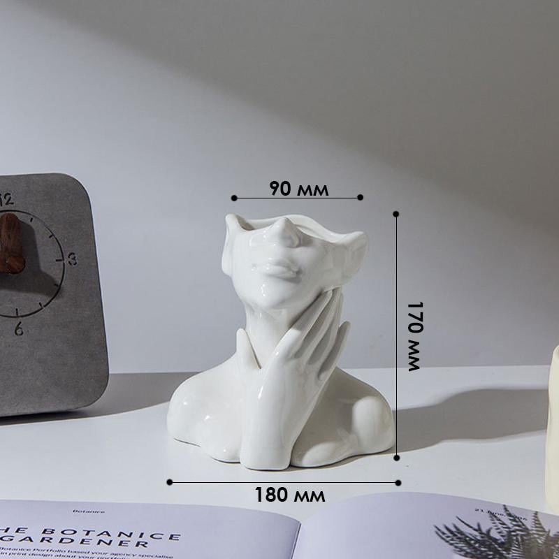 Ваза для цветов Lesko Лицо женское керамическая декоративная 18х17х9 см (25714184) - фото 3