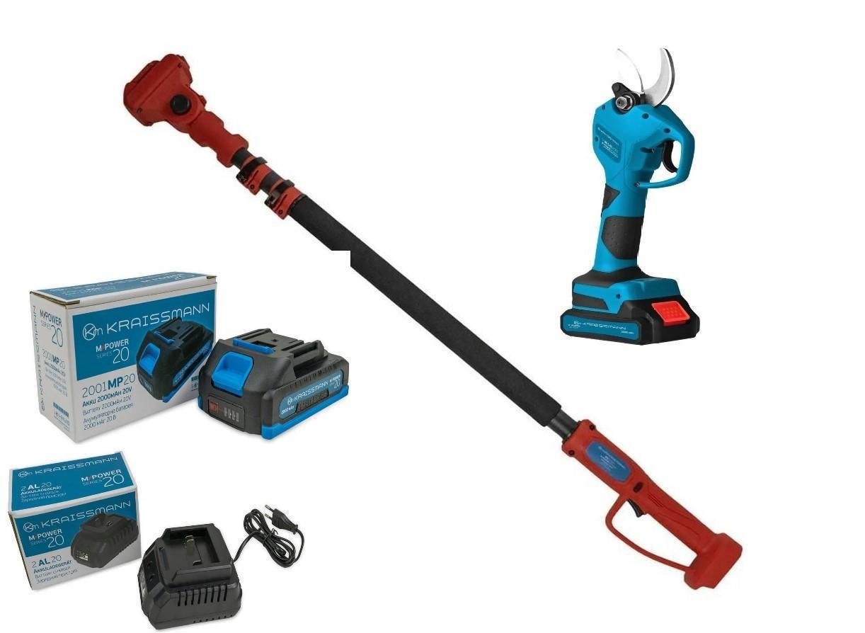 Секатор аккумуляторный KRAISSMANN 31 AGS-BL 20/2 бесщеточный с телескопической штангой VS'2500 1,6-2,5 м/аккумулятор 2 Ач (22461681)