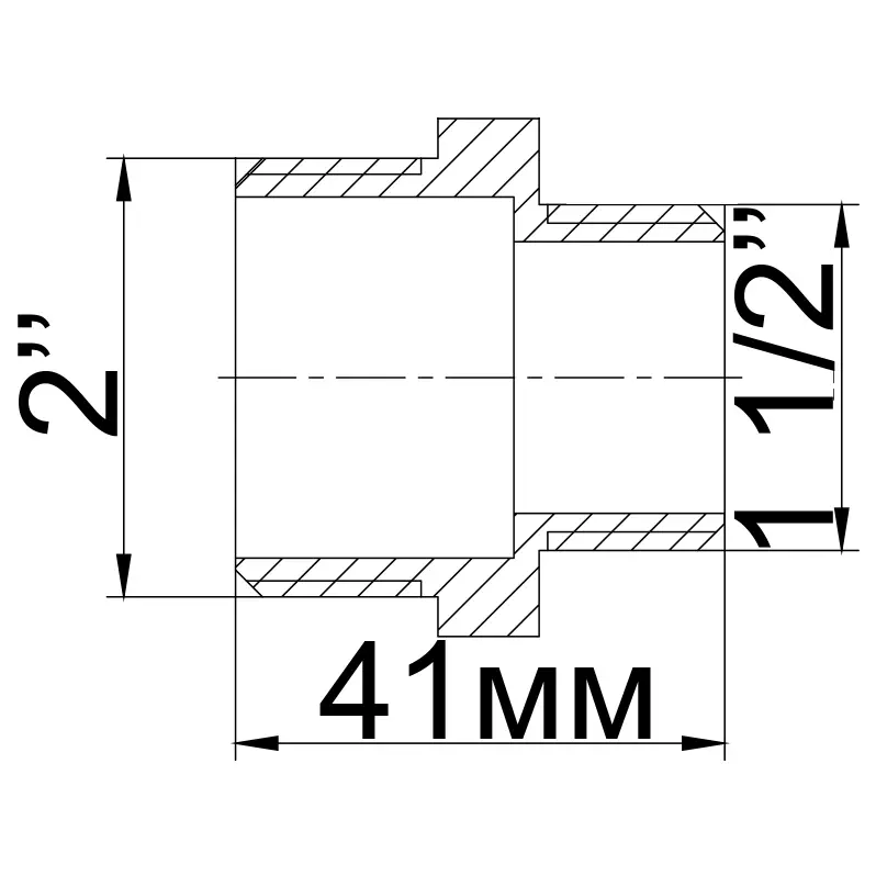 Ниппель редукционный литейный латунный 2" ЗРх1 1/2" ЗР (520Б) - фото 2