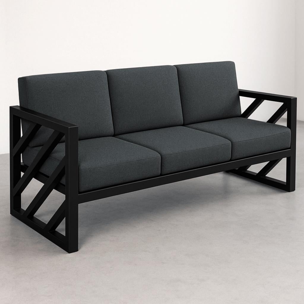 Диван металлический Tobi Sho Гранд/DV4 рогожка с подушками 6 шт. 750х1600х700 мм Темно-серый/42