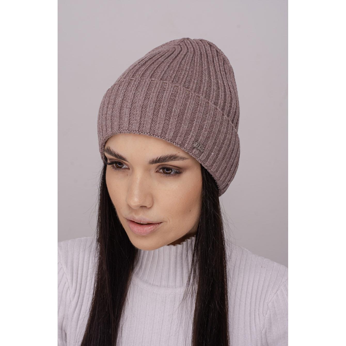 Шапка женская с отворотом Leks МАНГО шерстяная универсальный Какао (291967)