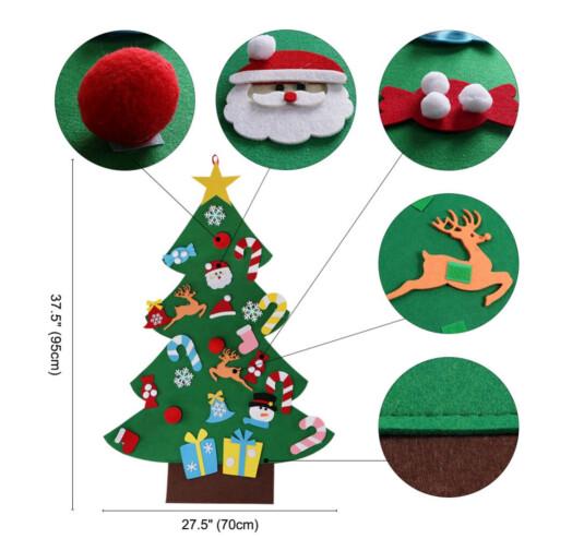 Ёлка из фетра на стену с игрушками - фото 2