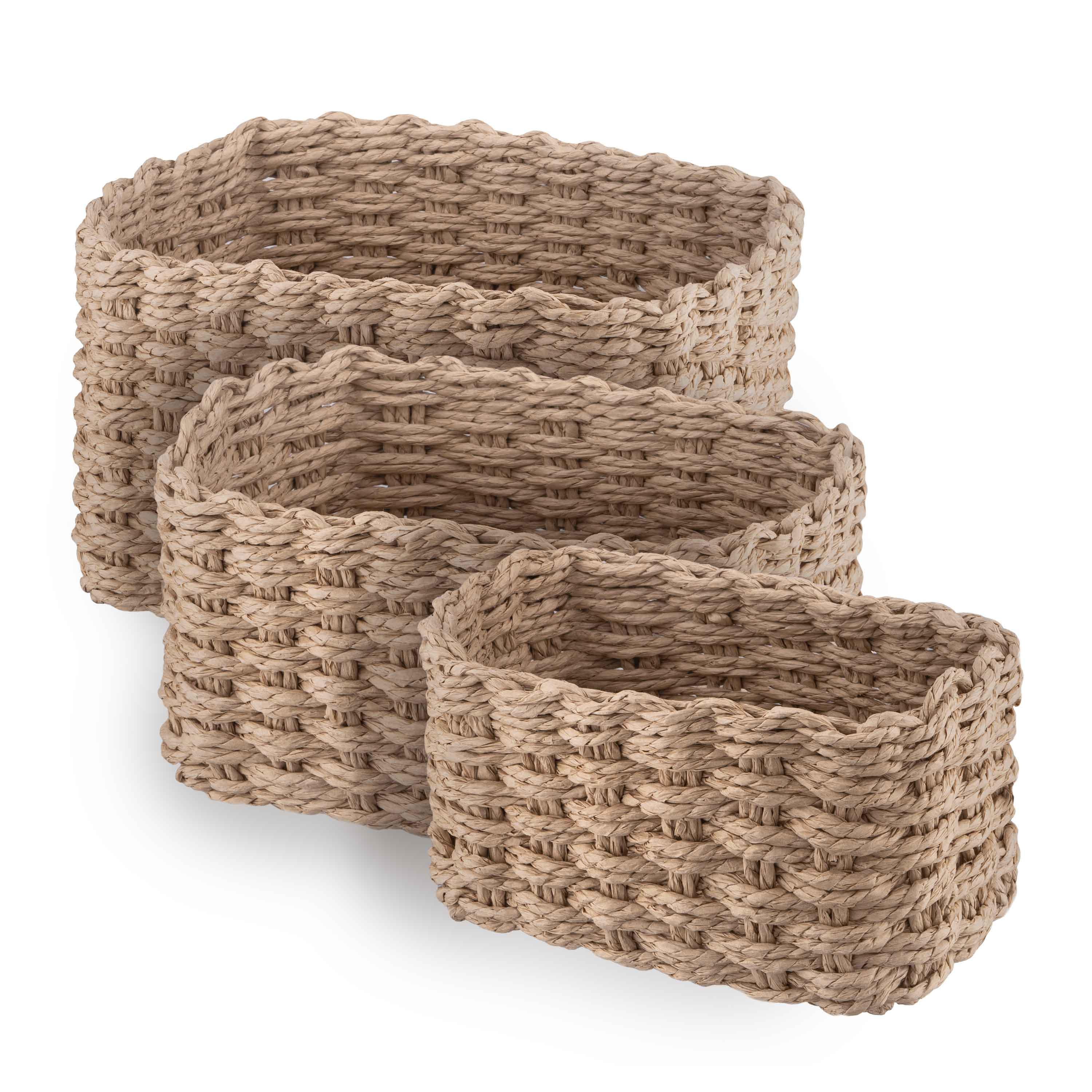 Набор плетеных корзин Ardesto Prestigio 3 шт. бумажный шпагат Бежевый (ARHC2505BE)