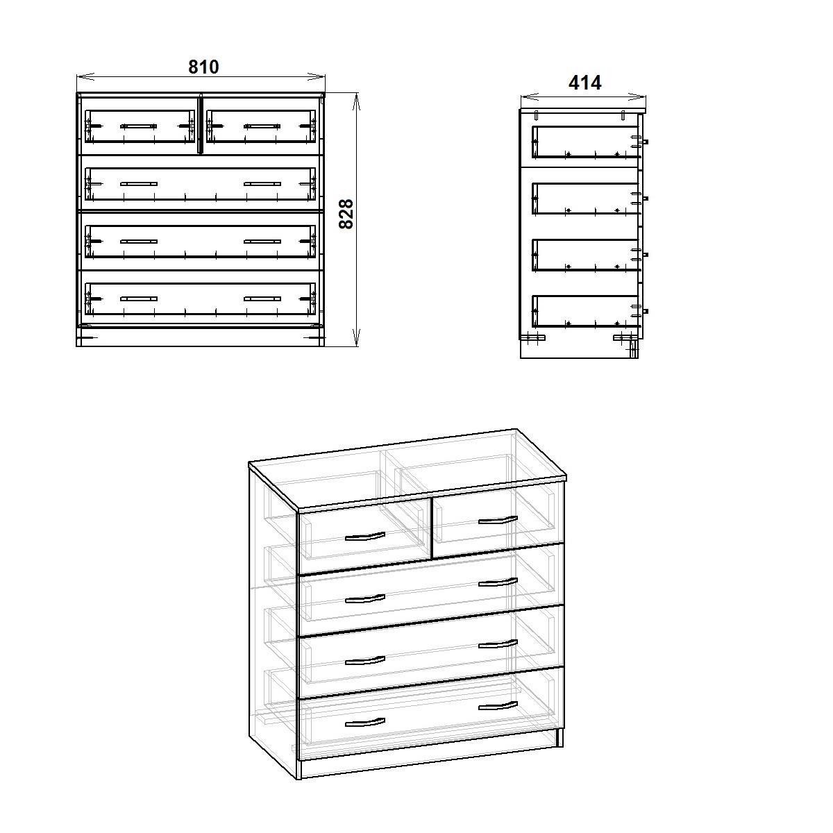 Комод для гостиной с выдвижными ящиками Компанит 2+3 81х42х83 см Ателье светлый (13550945) - фото 2