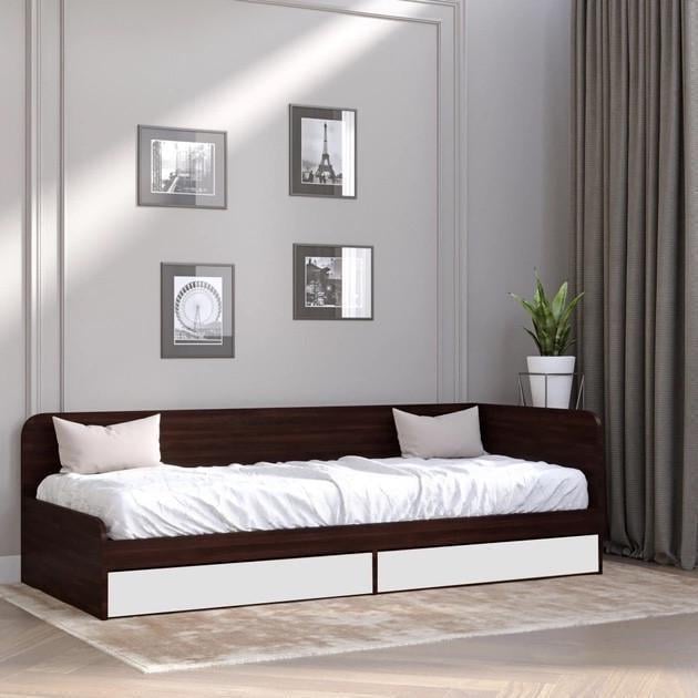 Кровать Эверест Соната-800 сплошной щит с ящиками 80x190 см Венге/Белый (ЕВ20243) - фото 4 Кровать Эверест Соната-800 сплошной щит с ящиками 80x190 см Венге/Белый (ЕВ20243) - фото 4