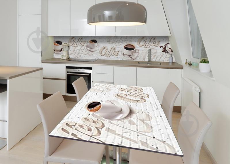 Наклейка 3Д виниловая на стол Zatarga «Бодрая чашка» 650х1200 мм для домов, квартир, столов, кофейн, кафе Наклейка 3Д виниловая на стол Zatarga «Бодрая чашка» 650х1200 мм для домов, квартир, столов, кофейн, кафе