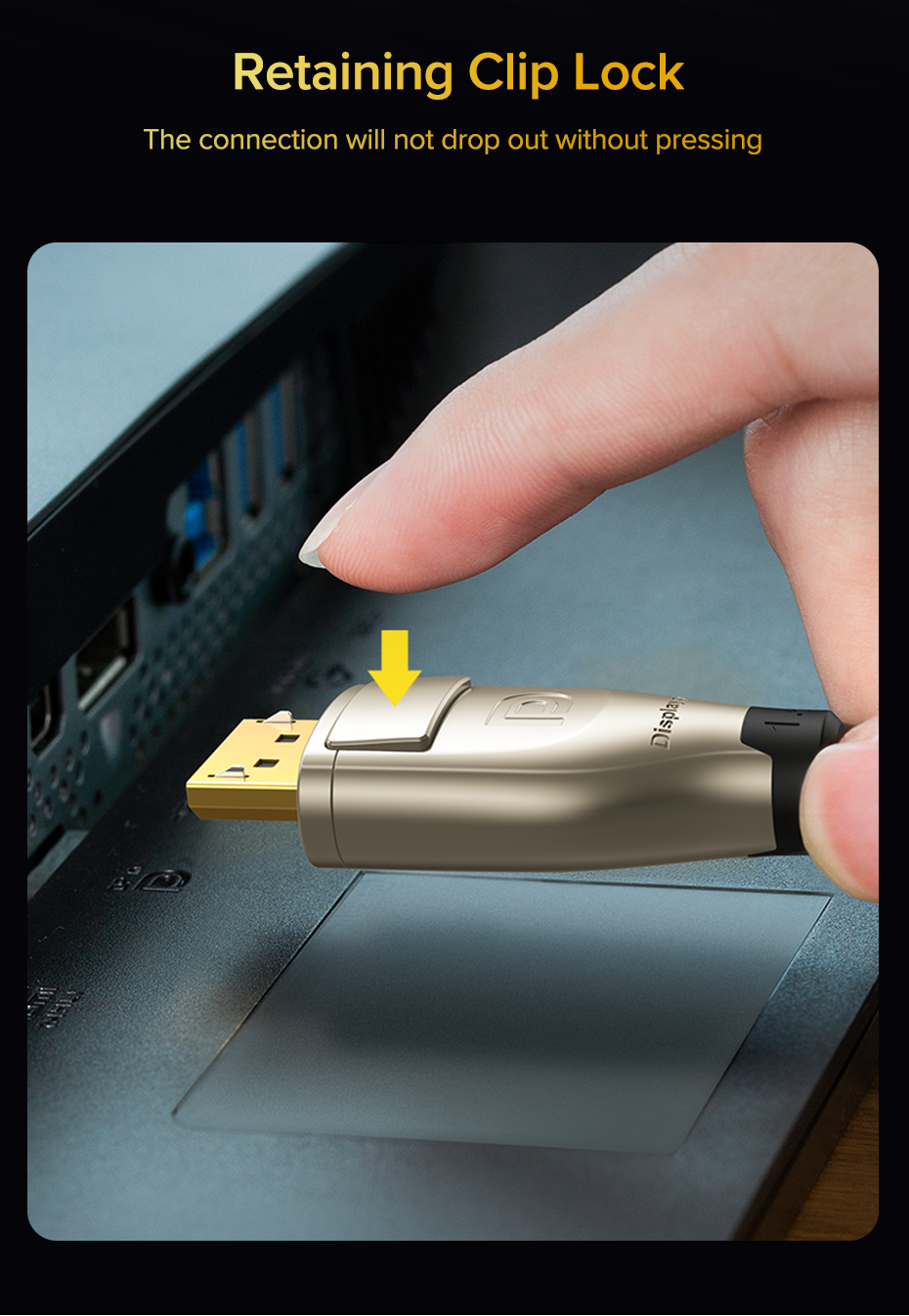 Кабель UGREEN DisplayPort 1.4 8K 60Hz 4K 144Hz 2K 165Hz 1080p 240Hz 32.4 Гбіт/с DP Dynamic HDR G-Sync Free Sync 3D 1 м Чорний (60842) - фото 3 Кабель UGREEN DisplayPort 1.4 8K 60Hz 4K 144Hz 2K 165Hz 1080p 240Hz 32.4 Гбіт/с DP Dynamic HDR G-Sync Free Sync 3D 1 м Чорний (60842) - фото 3