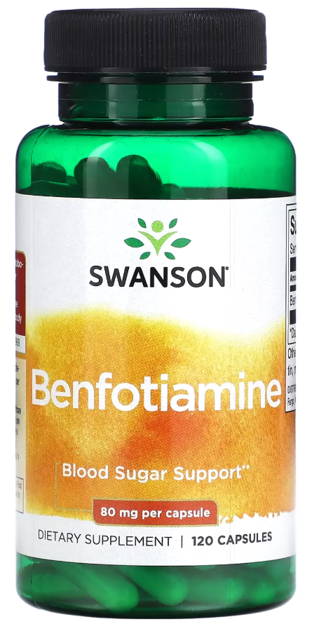 Бенфотиамин Swanson Benfotiamine 80 мг 120 капсул Бенфотиамин Swanson Benfotiamine 80 мг 120 капсул