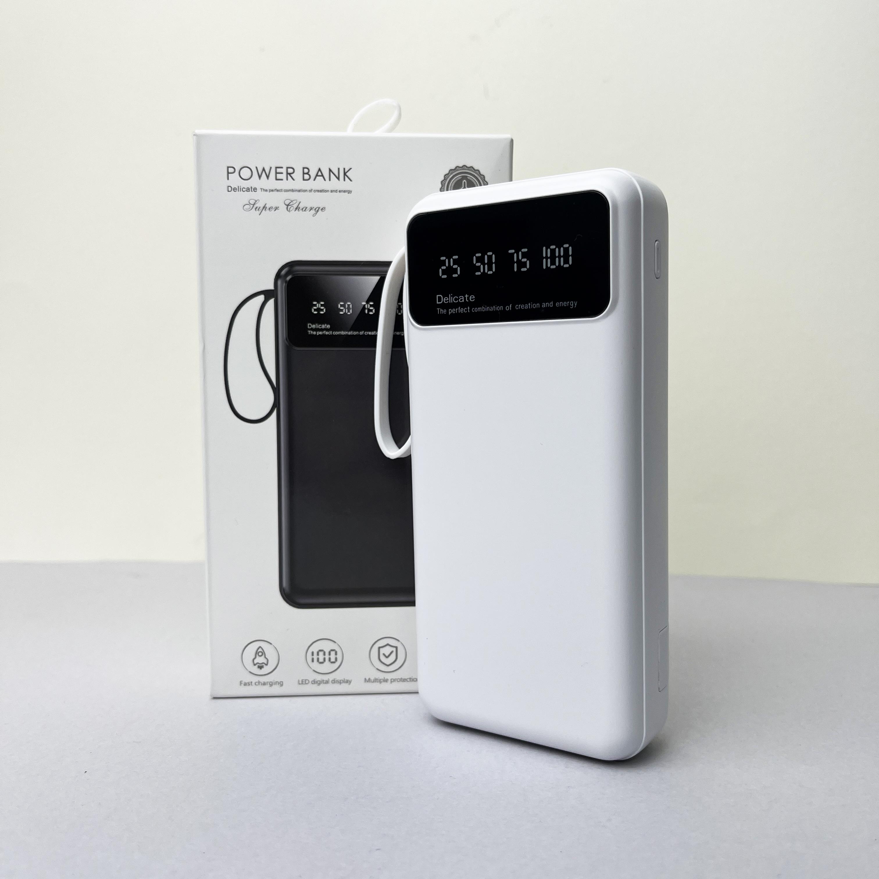 Повербанк Super 20000 mAh с кабелями USB/Micro/Type-C/Lightning Белый (RT061)
