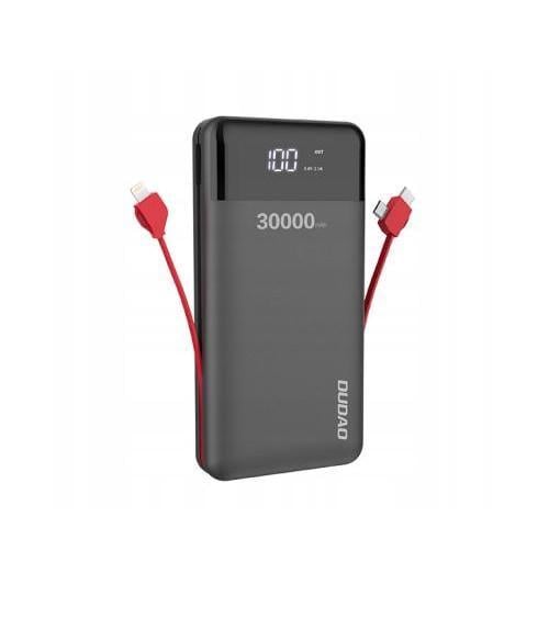 Повербанк УМБ Dudao K1Max 30000mAh with built-in cables Black (6970379617618)