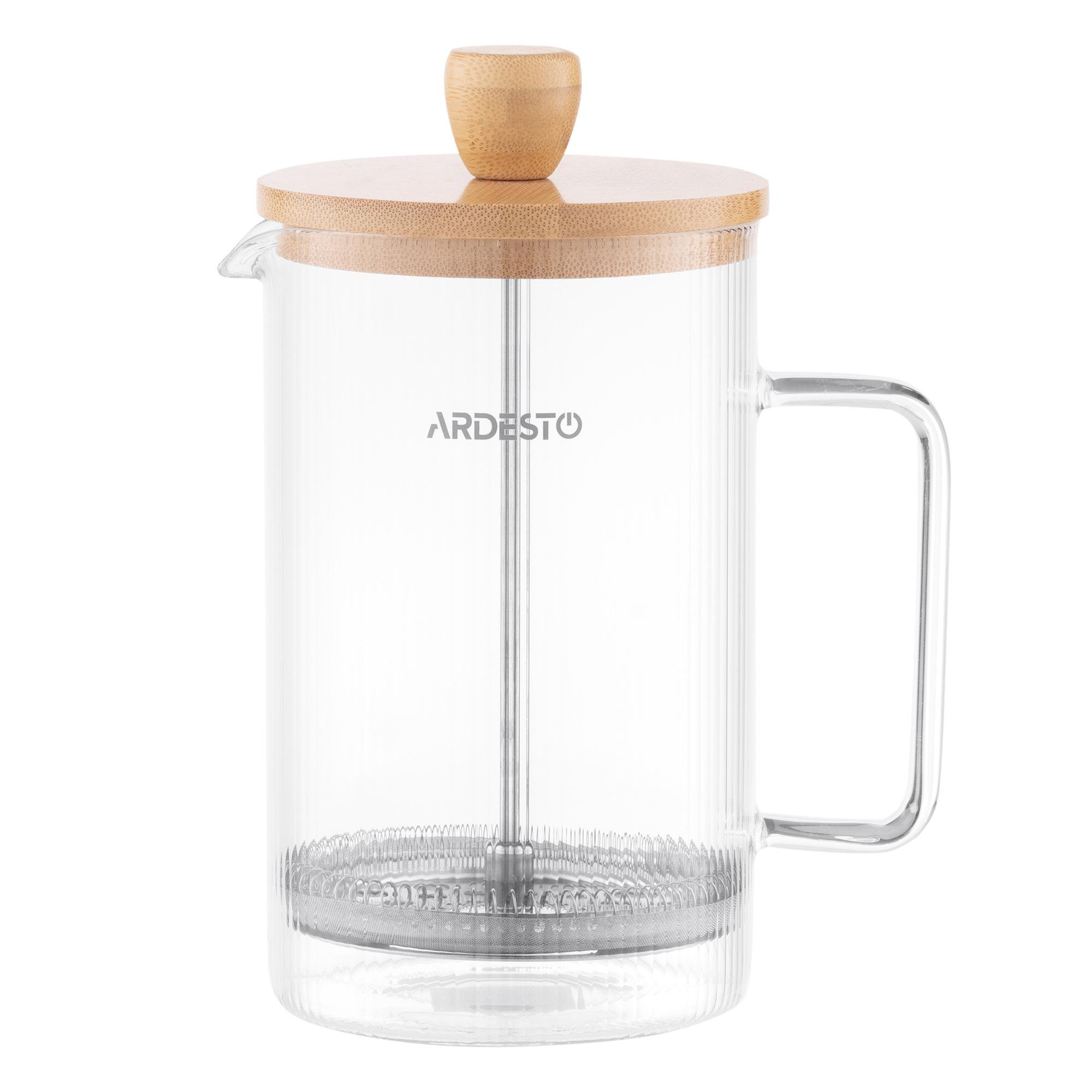 Френч-пресс кофе Ardesto Midori с бамбуковой крышкой прозрачное стекло 800 мл (622477)