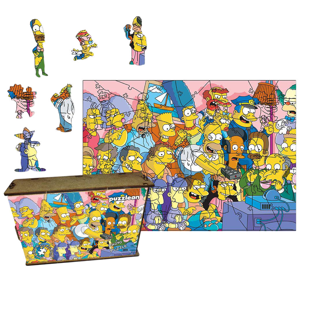 Пазл дерев'яний Сімпсони картонна коробка А4 100 елементів
