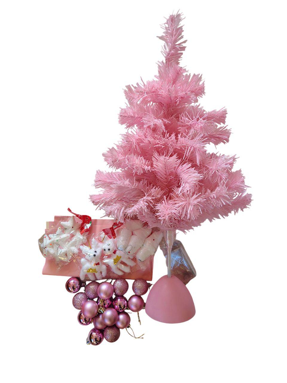 Набір Рожевий ялинка з прикрасами та гірляндою (29889202)