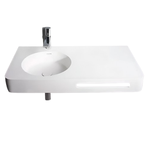 Умывальник-столешница подвесной VOLLE Solid surface каменный с полотенцем 75х48х14 см Белый (59619)