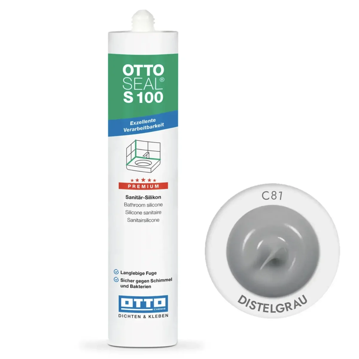 Силіконовий герметик OTTOSEAL S100 300 мм C81 Distelgrau (S100C81)