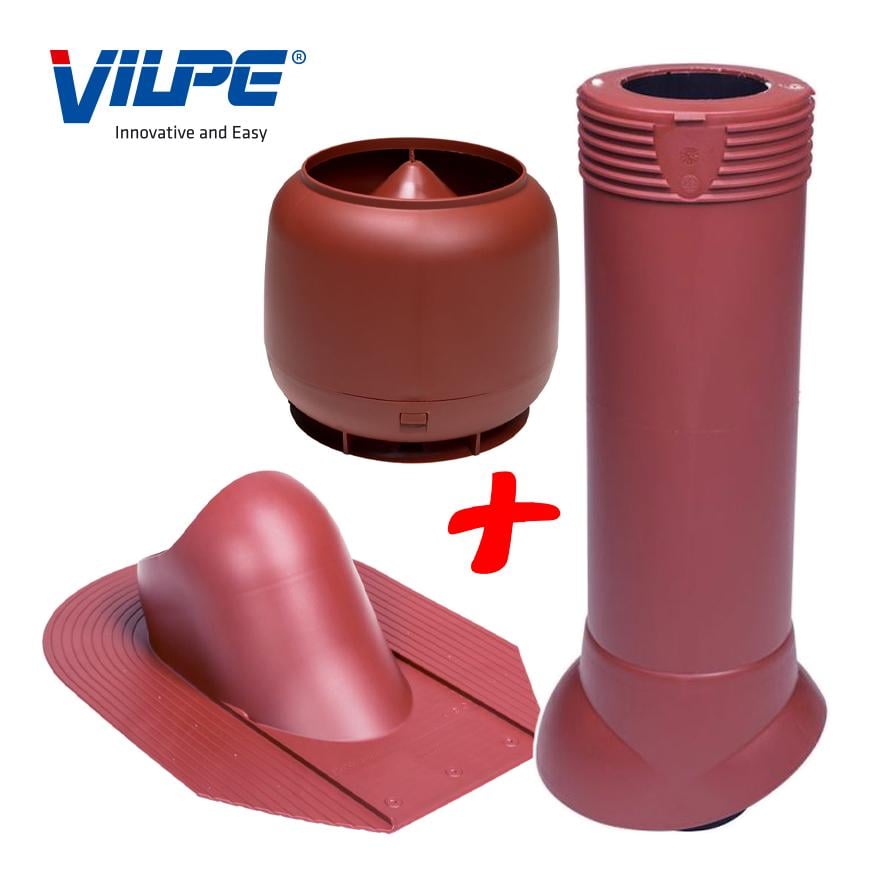 Вихід фанової труби Vilpe для бітумної черепиці утеплений Ø 110 мм 500 мм 3009 Червоний (30131885) - фото 4