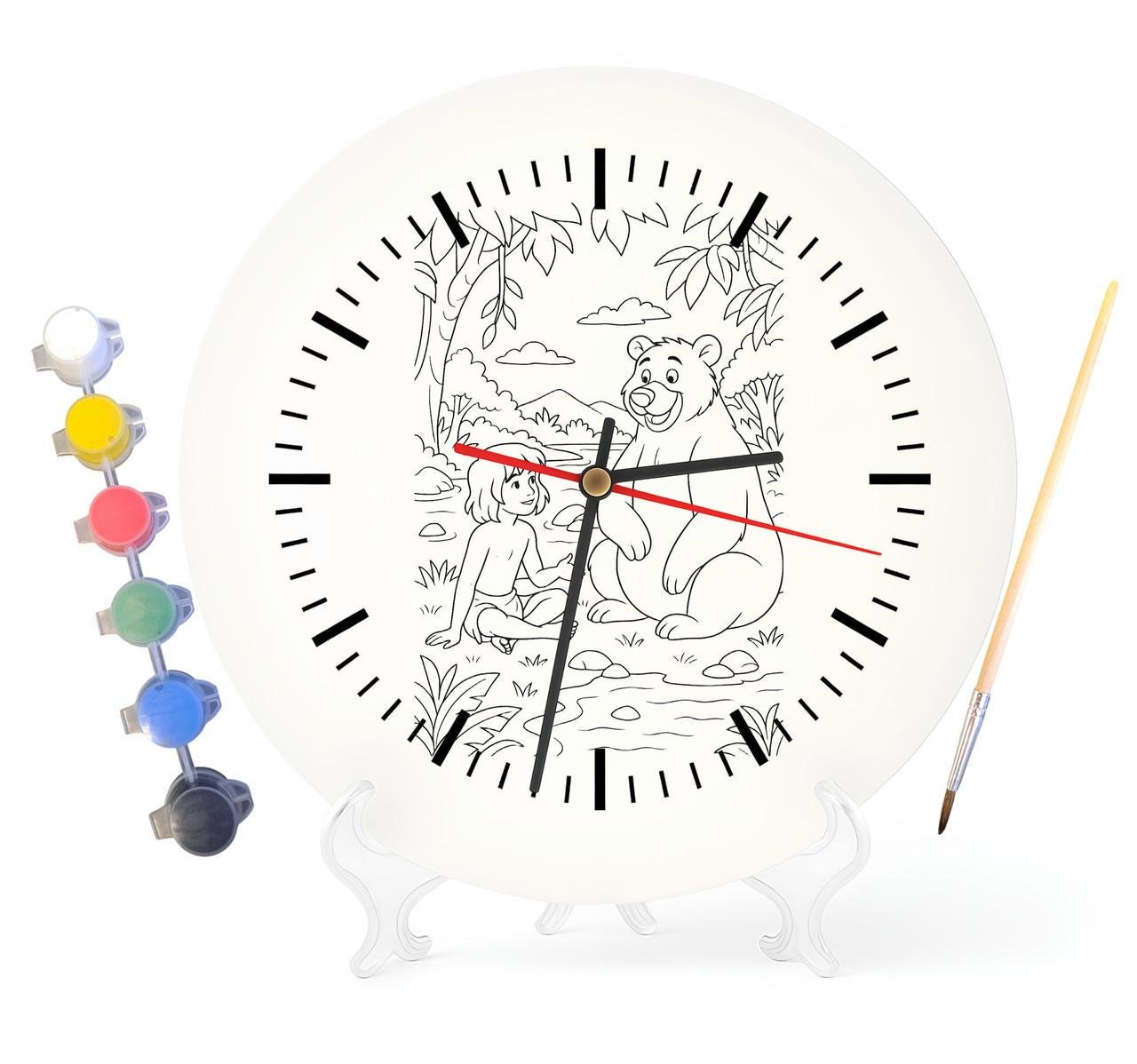 Детский набор для творчества часы-раскраска Маугли по мотивам Книги джунглей Редьярда Киплинга 30 см (Г0020)