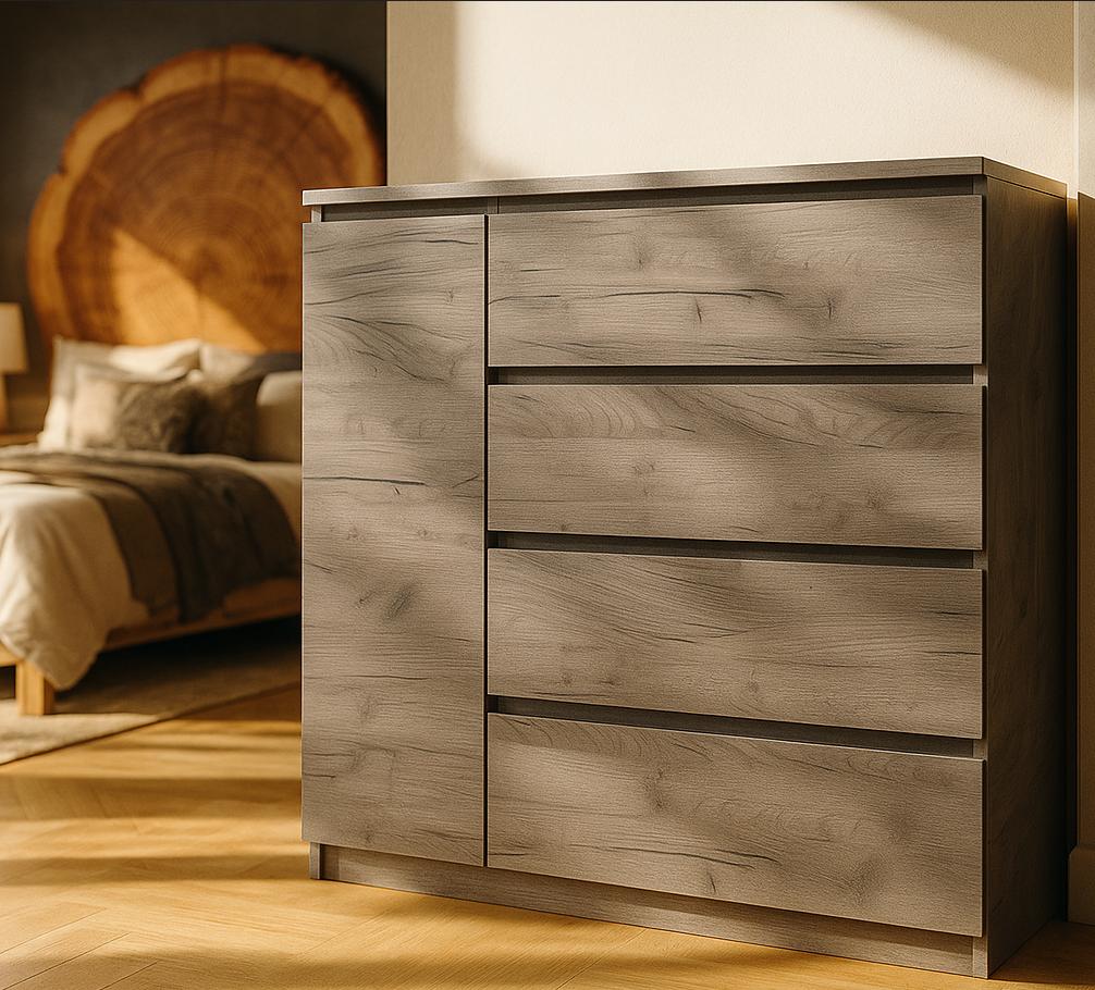 Комод ДСП Мастер Форм Брайт 20126 телескопические направляющие левый 1000х376х950 мм Дуб крафт серый Комод ДСП Мастер Форм Брайт 20126 телескопические направляющие левый 1000х376х950 мм Дуб крафт серый