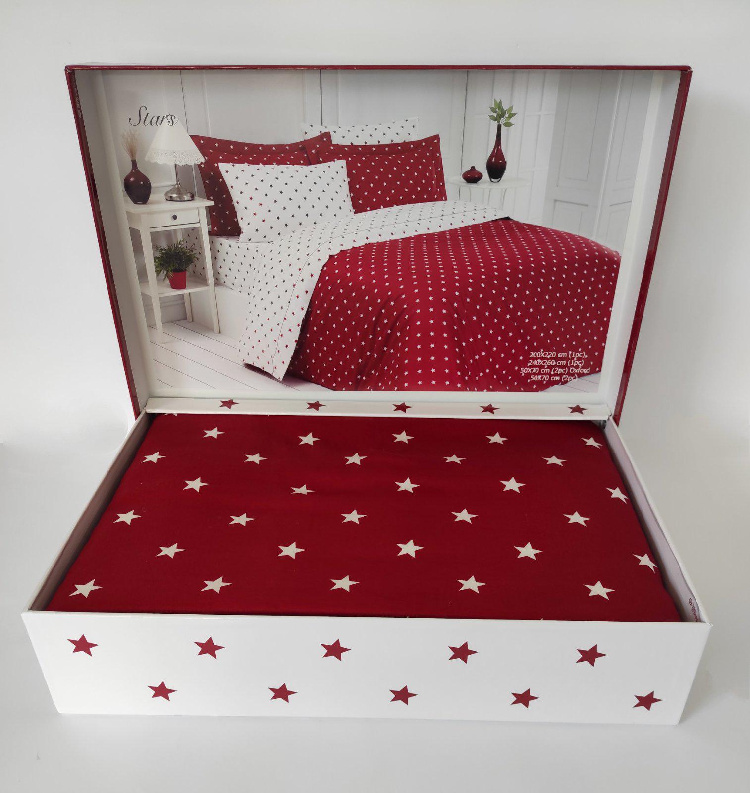 Комплект постельного белья Maison D'or Cатин 200х220 Stars Red (CN9153)