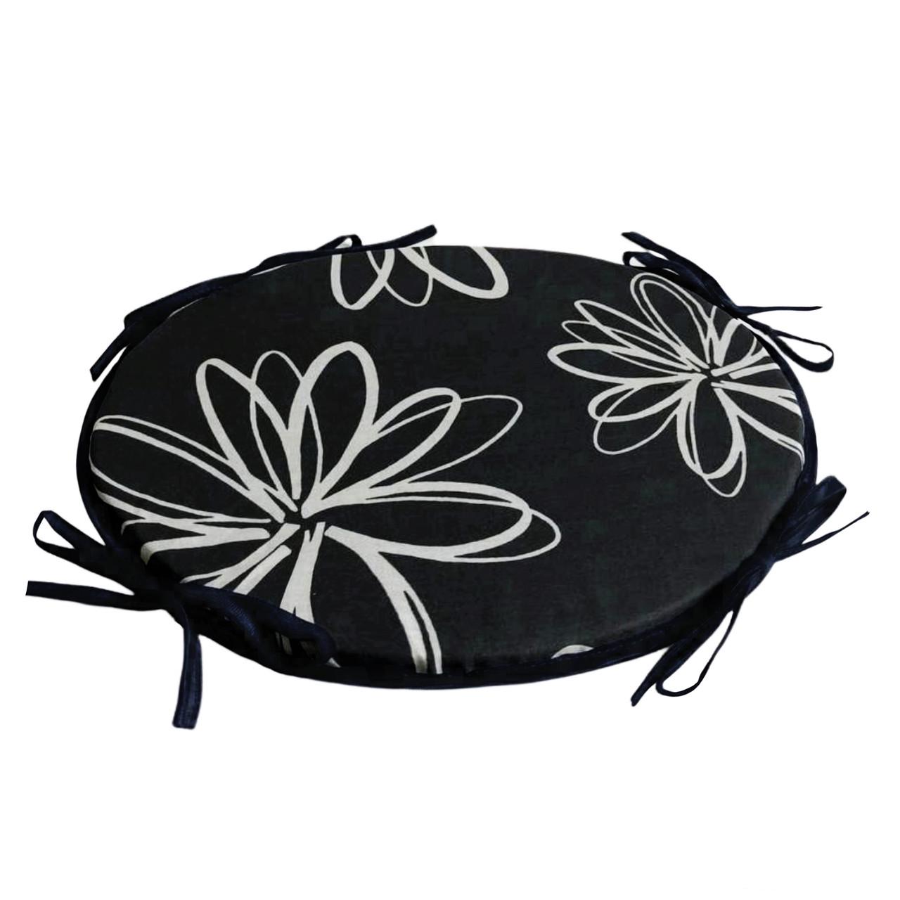 Подушка для табурета Ø 33х2 см Черный с принтом (697974999) - фото 2 Подушка для табурета Ø 33х2 см Черный с принтом (697974999) - фото 2