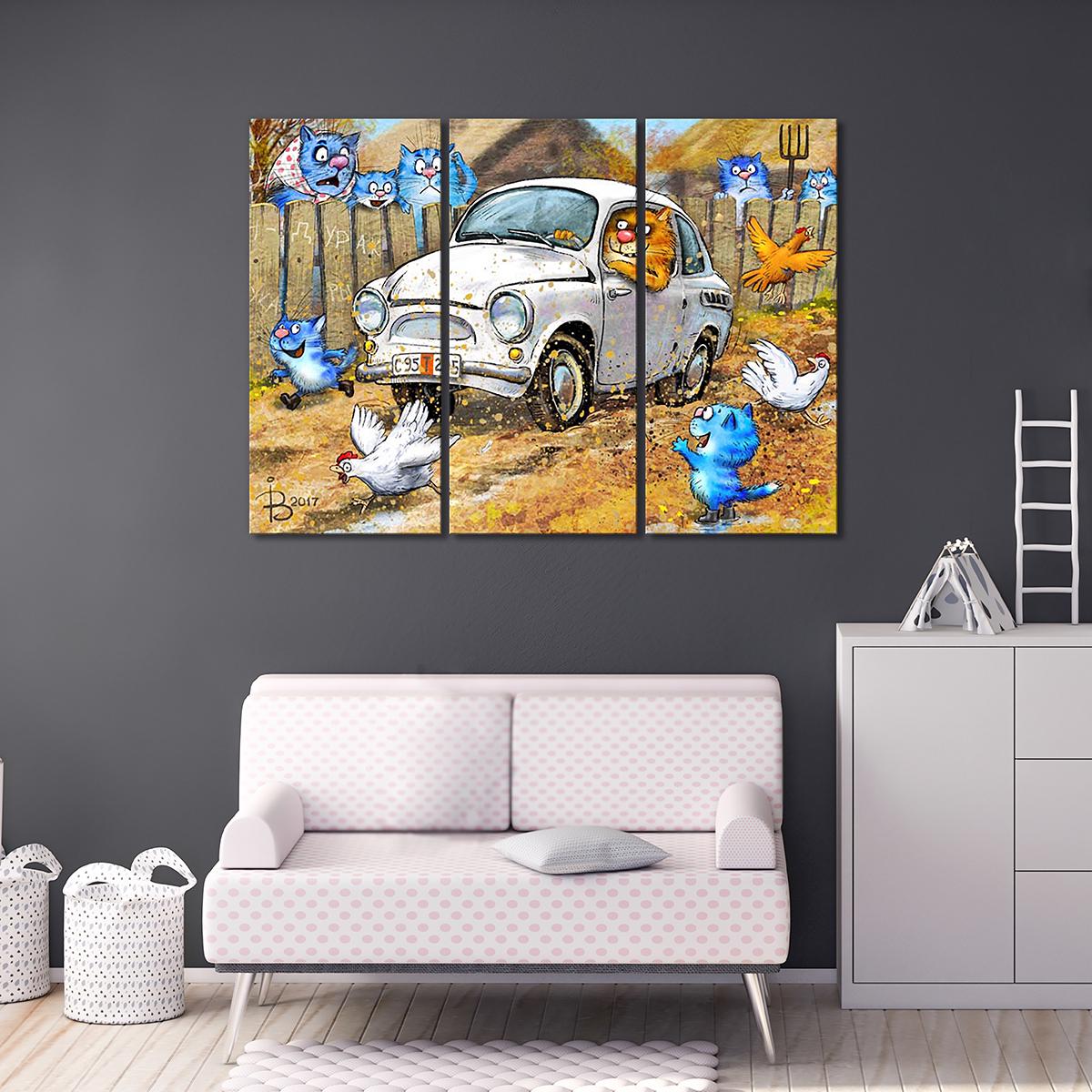 Модульная картина За рулём 3 модуля 90x135 см