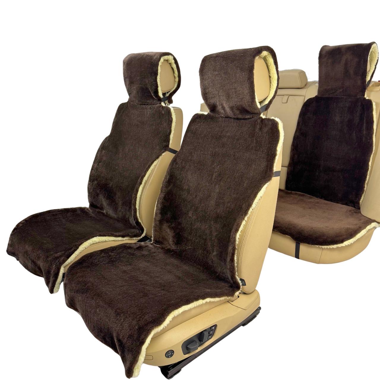 Накидки-чехлы универсальные меховые на передние и задние сиденья авто из овчины Runa Коричневый (302-5-N)