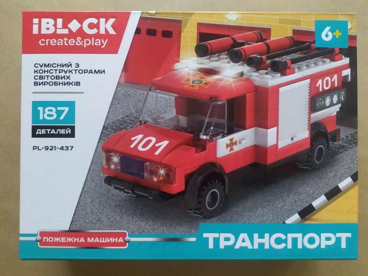 Конструктор Iblock Транспорт Пожежна машина 187 дет. (PL-921-437)