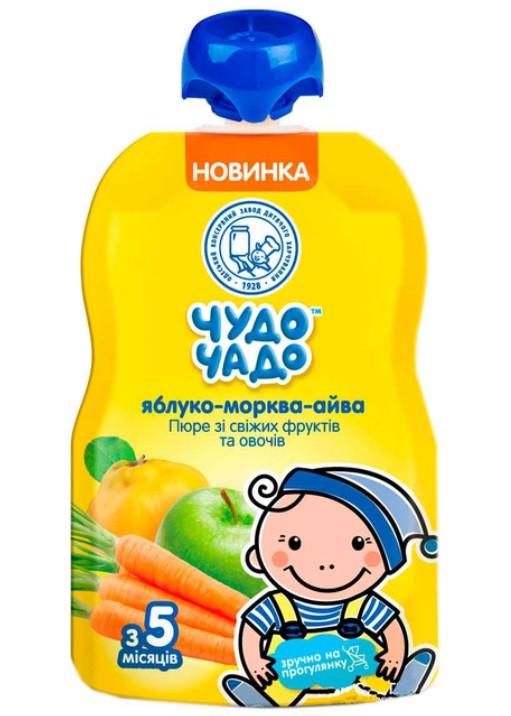 Дитяче пюре Чудо-Чадо Яблуко-морква-айва-вітаміном С з цукром 90 г (2482530305)
