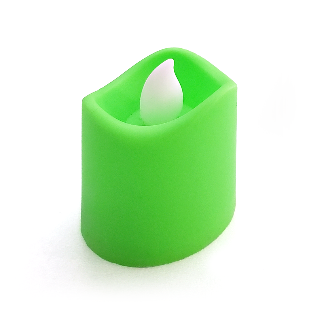 Свеча светодиодная для домашнего декора декоративная с имитацией пламени 37х45 мм Зеленый (1690143214)