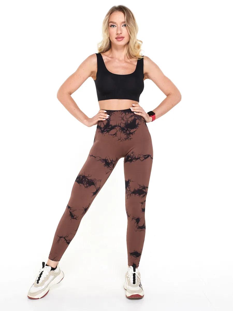 Лосины с эффектом Push Up Push Up мраморные с высокой посадкой для тренировок в спортзал и йоги Коричневый (70040L) - фото 7 Лосины с эффектом Push Up Push Up мраморные с высокой посадкой для тренировок в спортзал и йоги Коричневый (70040L) - фото 7