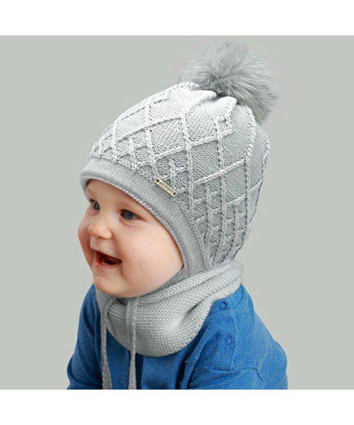 Комплект шапка з шарфом дитячі Elf Джефф р. 42 Світло-сірий (OK001345)