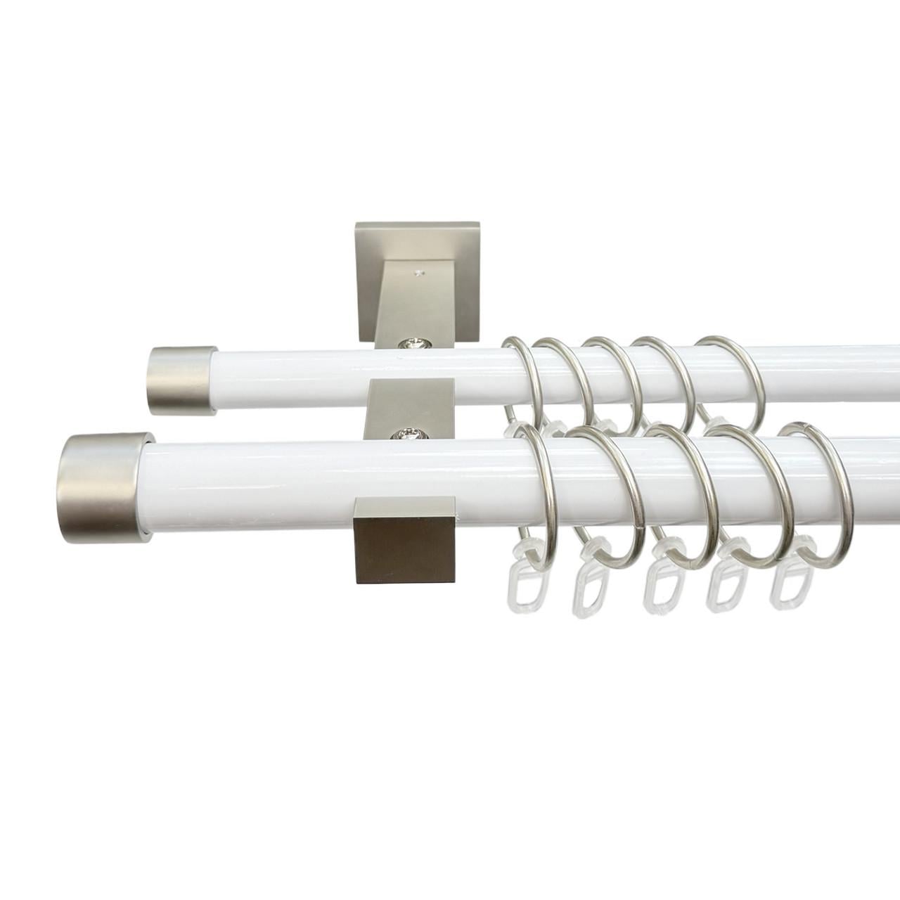 Карниз двухрядный металлический Orvit Заглушка техно 25/19 мм 160 см Белый/Сатин (23625022)