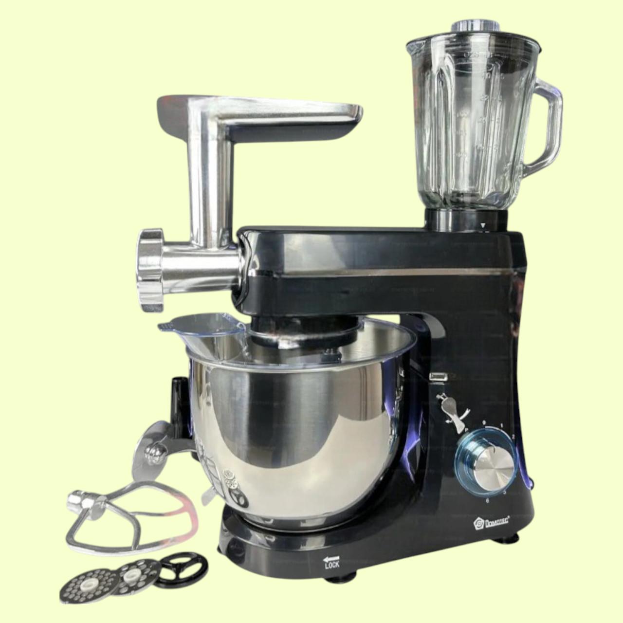 Кухонный комбайн Domotec 6676B с чашей/блендером 1,5 л на 6 режимов скорости 1400 Вт 10 л Черный (е22)