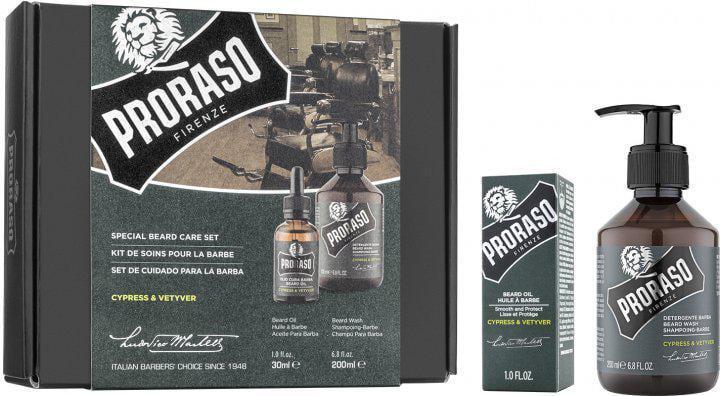 Набор для бороды Proraso Duo Pack Oil + Shampoo Cypress & Vetyver