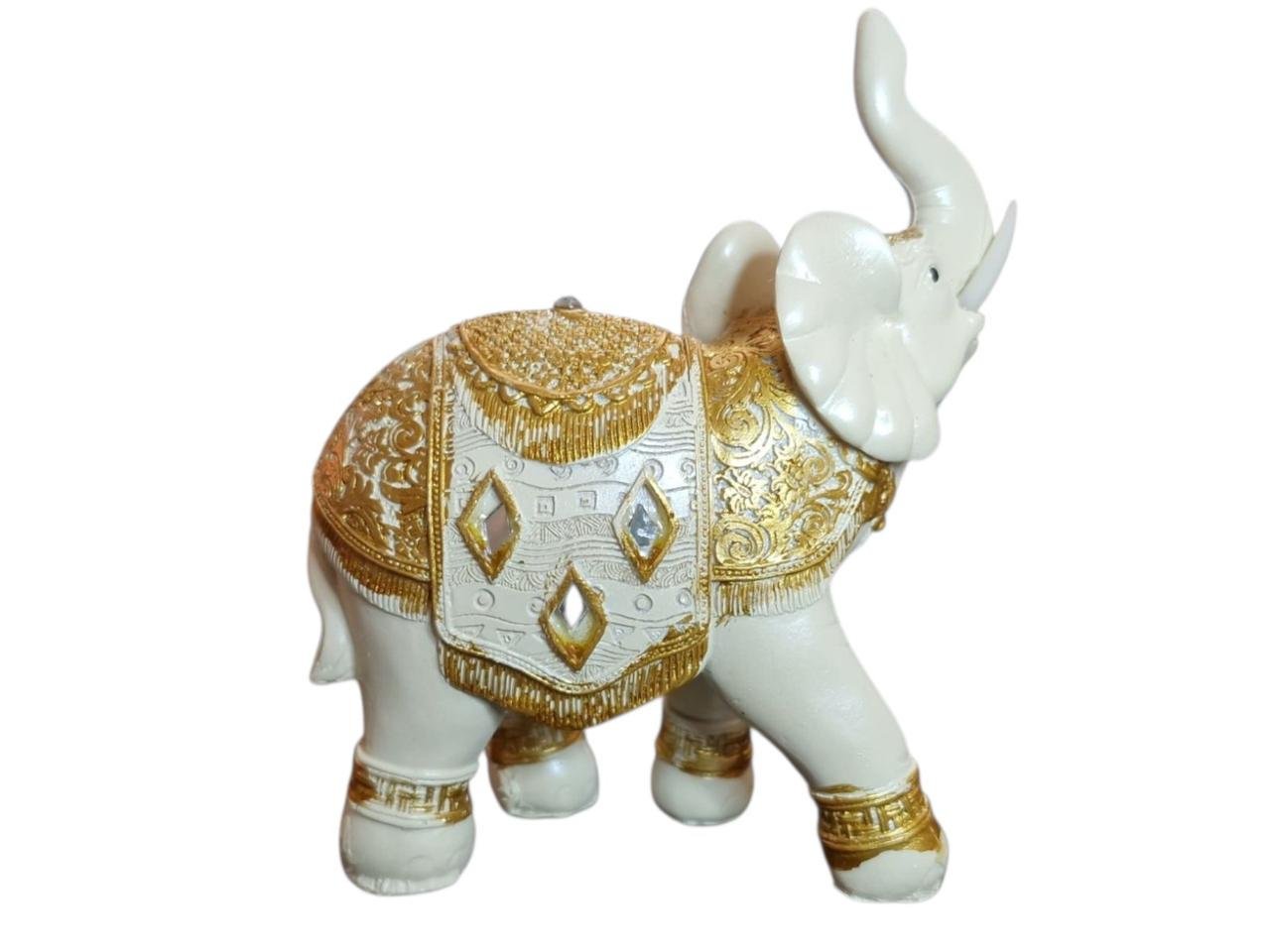 Феншуй статуетка Слон Білий із золотистим