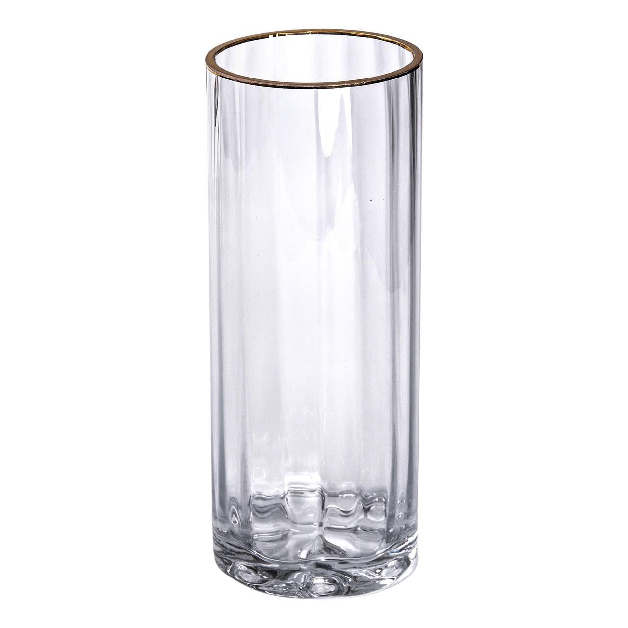Ваза декоративная для цветов HP-1707 из прозрачного стекла с золотой окантовкой 25 см (A-032858) Ваза декоративная для цветов HP-1707 из прозрачного стекла с золотой окантовкой 25 см (A-032858)