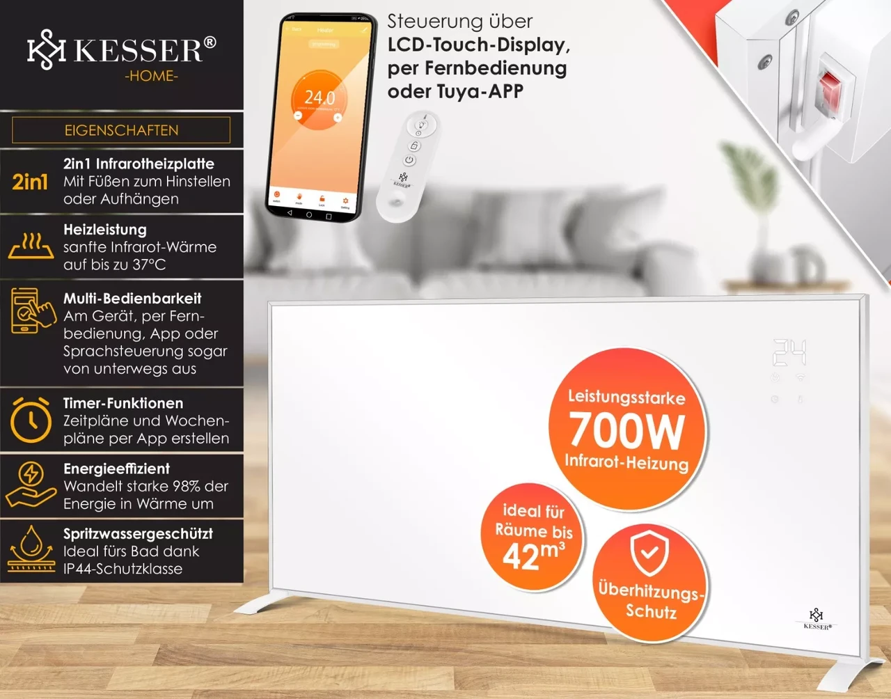 Инфракрасный обогреватель KESSER 42 м2 37°C 700 Вт - фото 10 Инфракрасный обогреватель KESSER 42 м2 37°C 700 Вт - фото 10