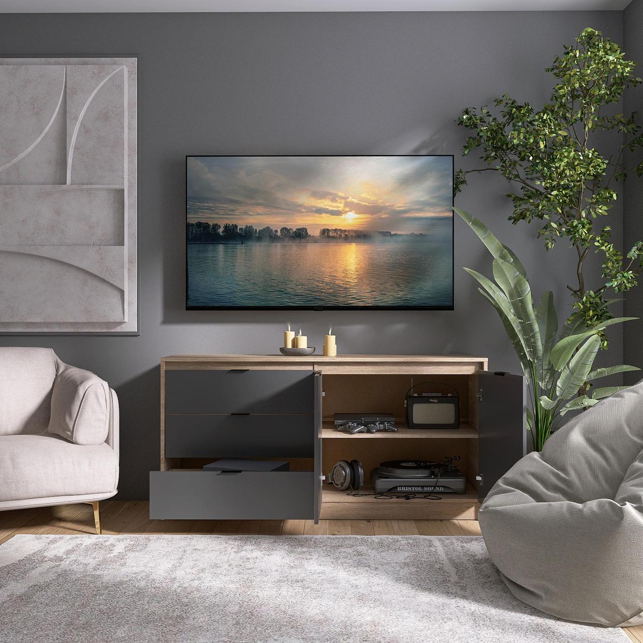 Комод с дверью и 3-мя ящиками Эверест Сити-1500 150 2х38х74 6 Дуб сонома/Графит (EVR-071101) - фото 5 Комод с дверью и 3-мя ящиками Эверест Сити-1500 150 2х38х74 6 Дуб сонома/Графит (EVR-071101) - фото 5