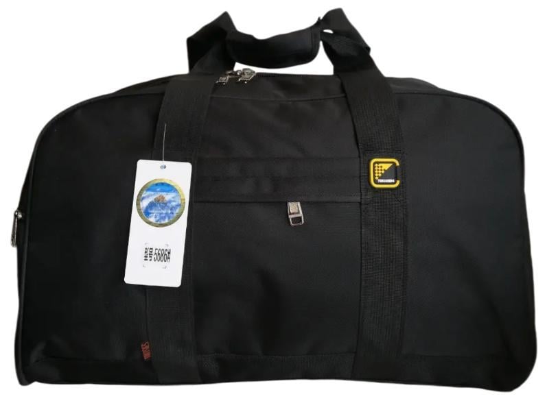 Сумка дорожня велика з боковими кишенями та з довгим ремінем через плече 65 л Чорний (5686)