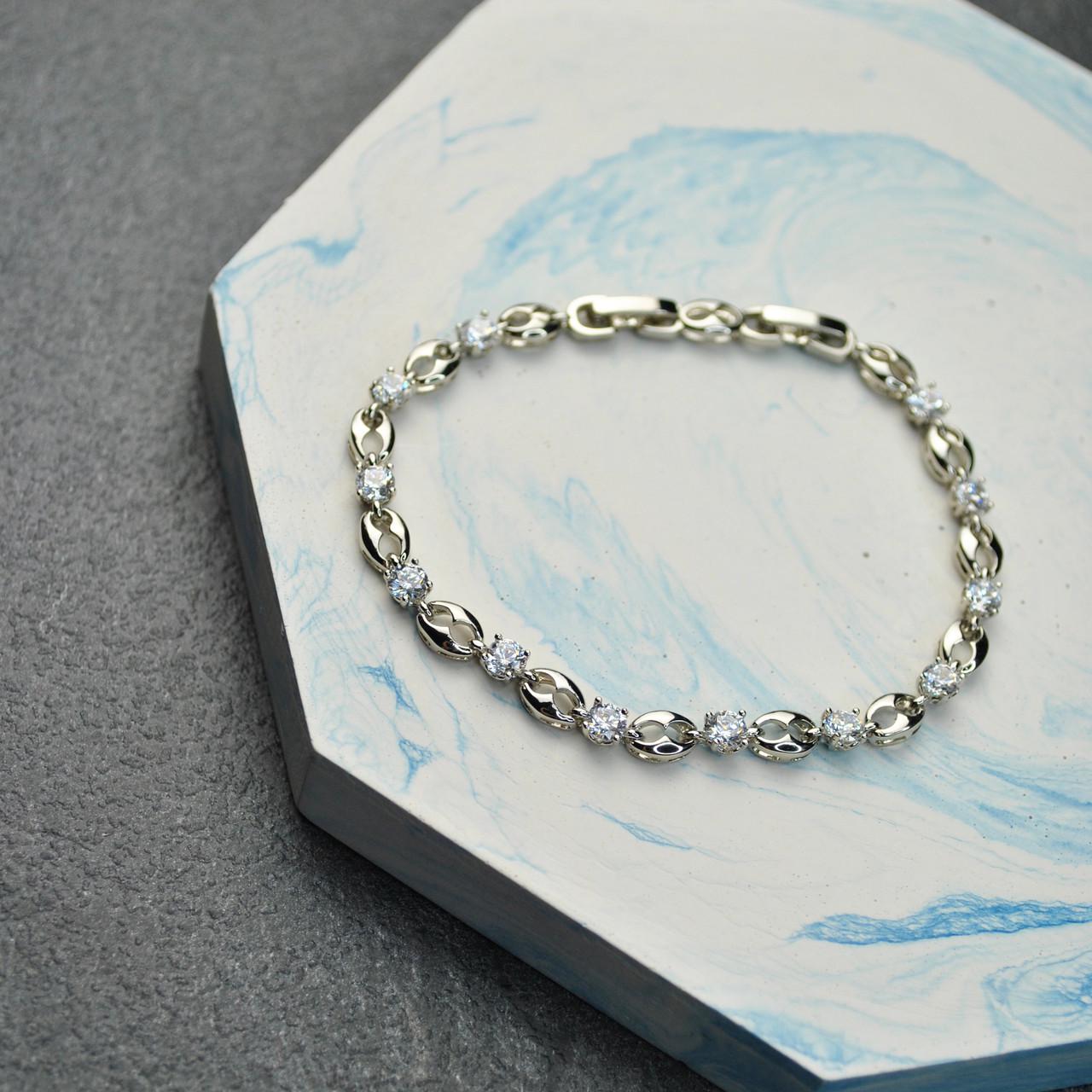 Браслет Овальные ячейки медицинская сталь родий (x071) Браслет Овальные ячейки медицинская сталь родий (x071)