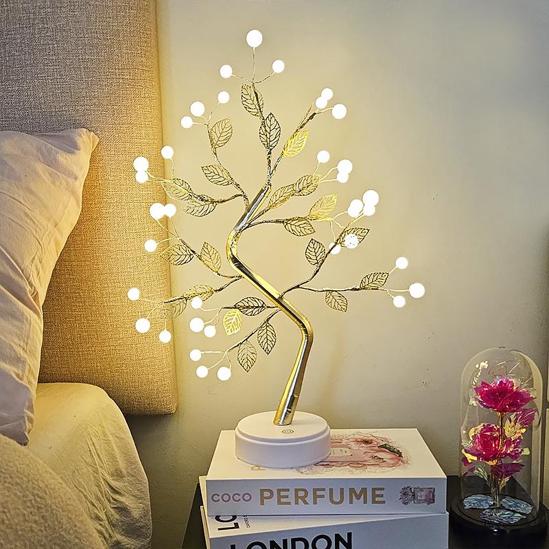 Светильник-ночник Y-2122 настольный Led жемчужное дерево с листочками USB светодиодный сенсорный 36 LED
