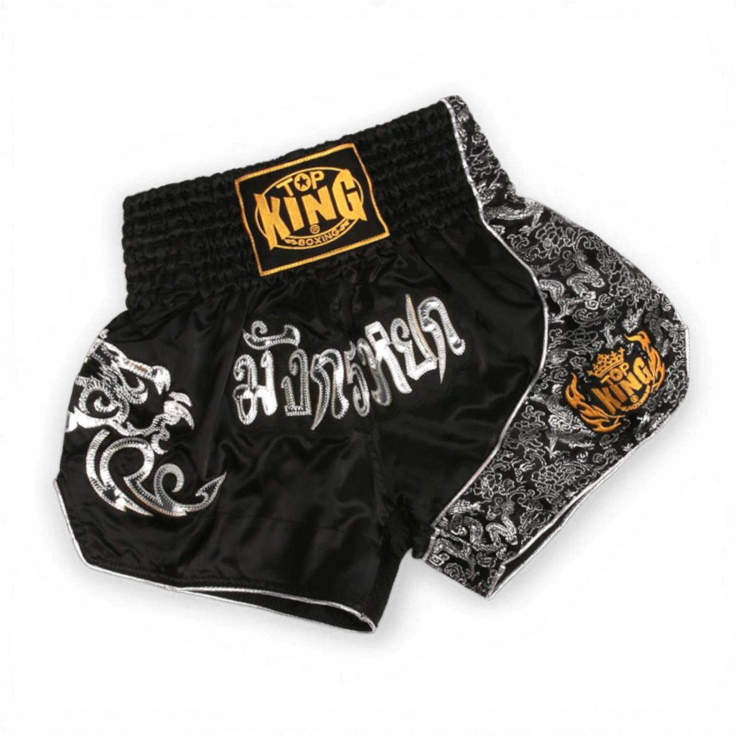Шорты тайские Top King для кикбоксинга/тайского бокса/смешанных единоборств Черно-серый (4_3_XL_9B)