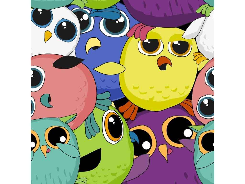 Картина по номерам Strateg Разноцветные совы 30х30 см (ES185)